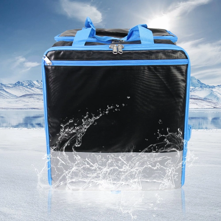 OEM Reusable 500d PVC Thermal Waterproof Delivery Backpack Extra Large Insulated Thermal Lunch Aluminium Foil Cooler Bag Bike Food Delivery Bag with Zipper