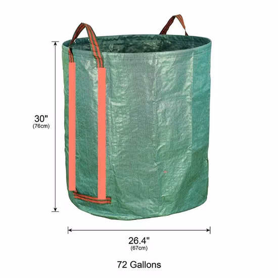 El plegable durable plástico 272L crece el bolso de la basura del jardín del paisaje de la prenda impermeable de los PP con los sacos de la manija