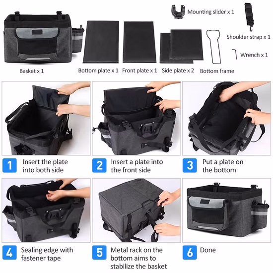 Cesta para bicicleta plegable para mascotas, gatos, perros, manillar frontal extraíble para bicicleta, liberación rápida, fácil instalación, bolsa de ciclismo desmontable, picnic de montaña, compras